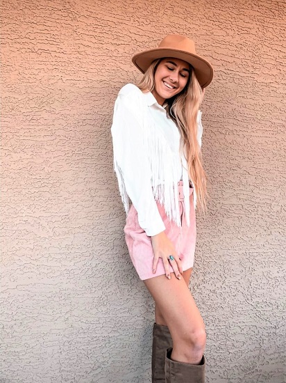 Cute Country Concert Outfit with Pink Skirt