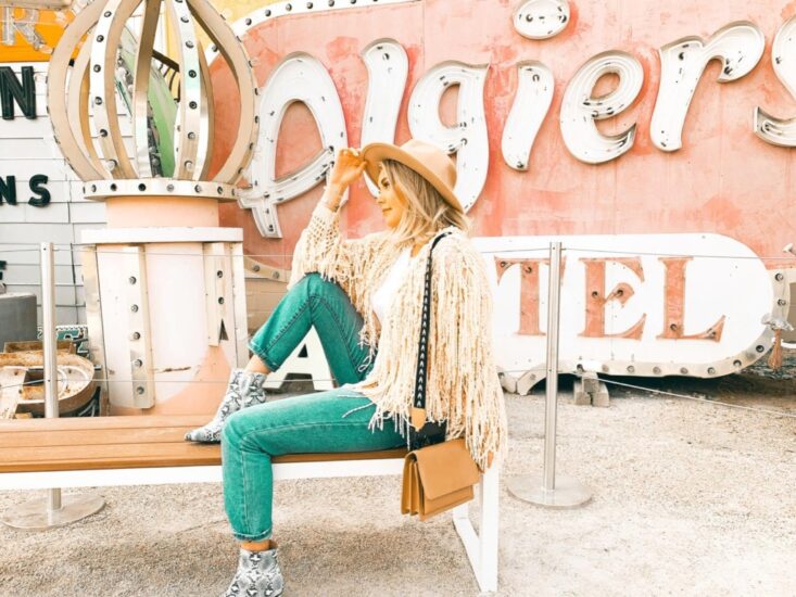 Cute Outfit with Snakeskin Booties and Green Jeans for Country Concert