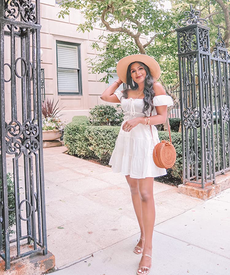 Cute Summer Outfit with Fedora Hat and White Dress