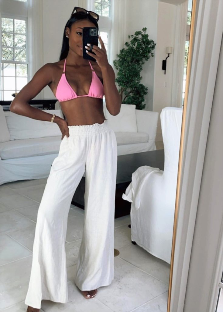 Cute White Beach Pants for Women to Wear Over Swimsuit and On Vacation