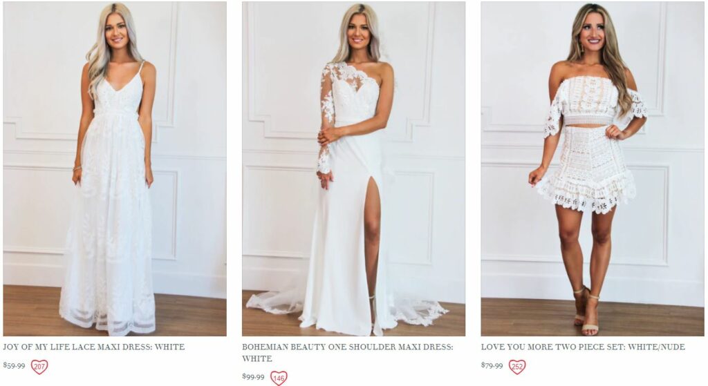 Cute White Rehearsal Dinner Dresses for Bride Under $100 by Bella and Bloom Boutique