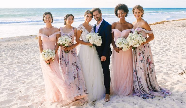 Light Blush Pink Bridesmaid Dresses for Beach Wedding