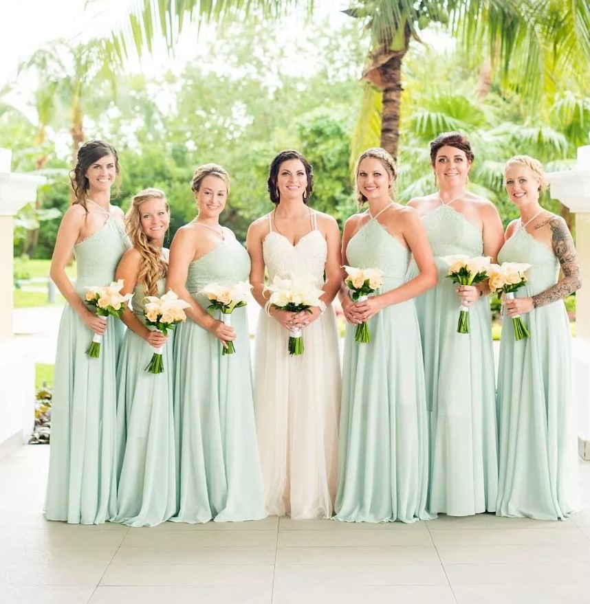 Light Green Best Color for Bridesmaid Dresses at Beach Wedding
