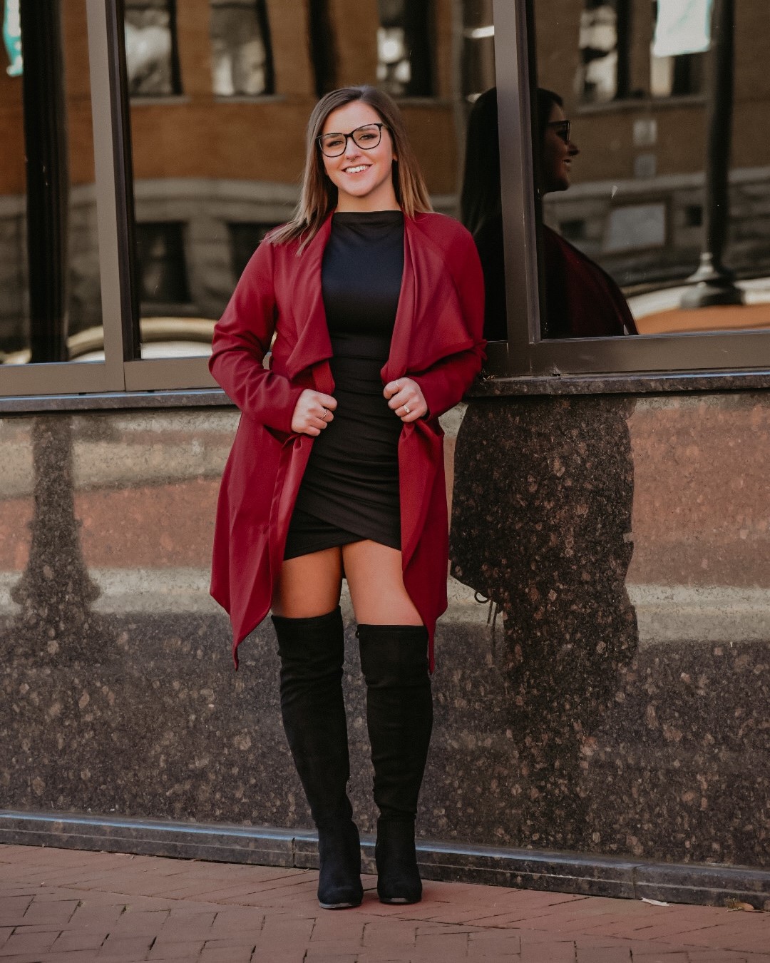 Outfit with Over the Knee Boots and Dress