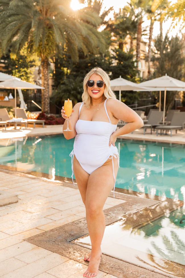 Plus Size White Swimsuit for Bachelorette Party and Bride to Be