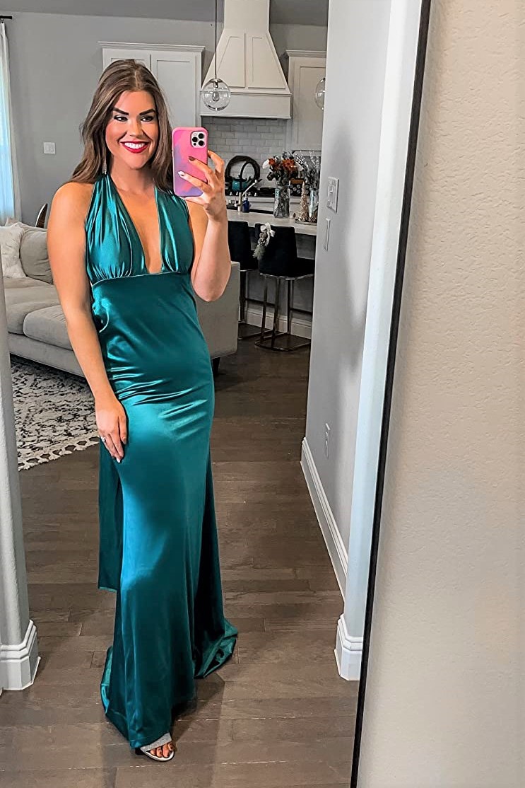 Sexy Emerald Green Wedding Guest Outfit and Formal Wedding Guest Dress on Amazon