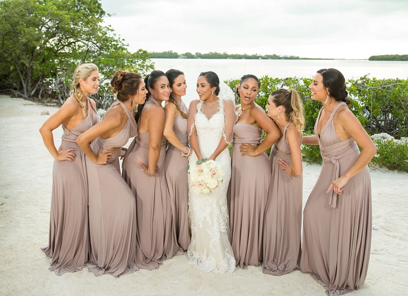 Taupe Best Color for Bridesmaid Beach Wedding Dresses