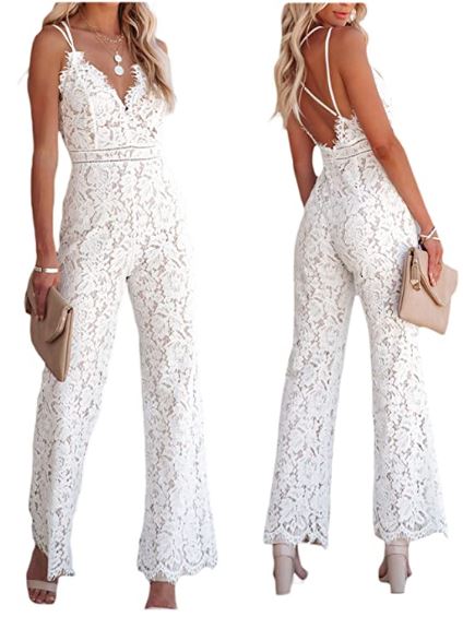Cheap White Lace Jumpsuit for Bride Under $50