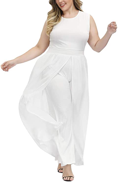 White Plus Size Jumpsuit for Rehearsal Dinner and Bride