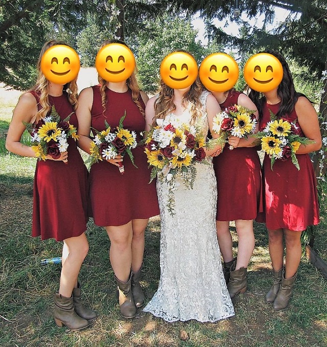 Cheap Burgundy Bridesmaid Dresses with Cowboy Boots