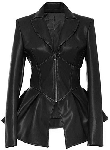Cruella De Vil Black Biker Leather Coat