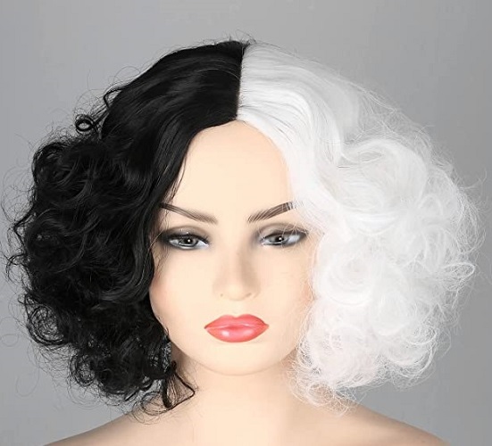 Cruella De Vil Black and White Curly Wig