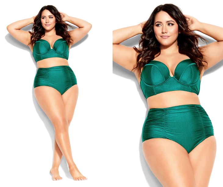 Emerald Green Two Piece Plus Size Swimsuit by City Chic