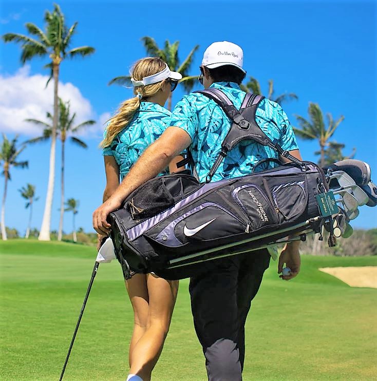 Matching Tropical Golf Vacation Outfits for Couples