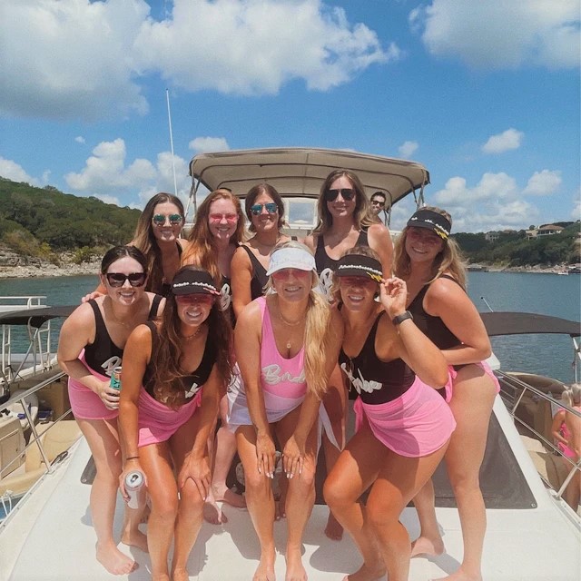 Bachelorette Boat Party Idea with Matching Swimsuits and Sarongs