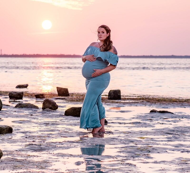 Blue Maternity Beach Photoshoot Dress