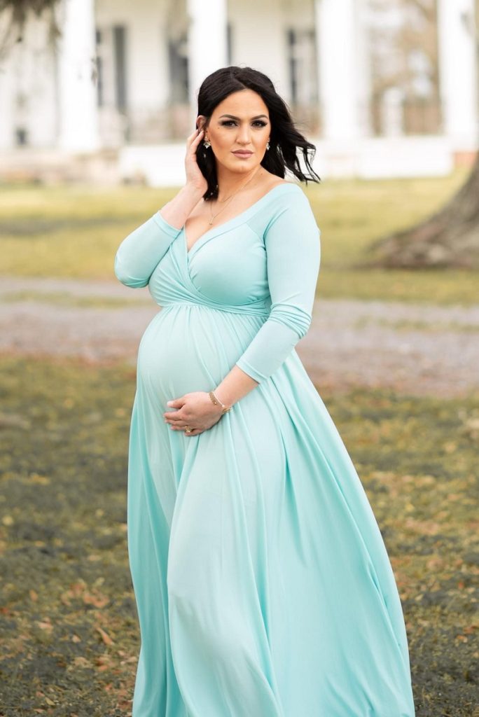 Light Green Summer Maternity Photoshoot Dress