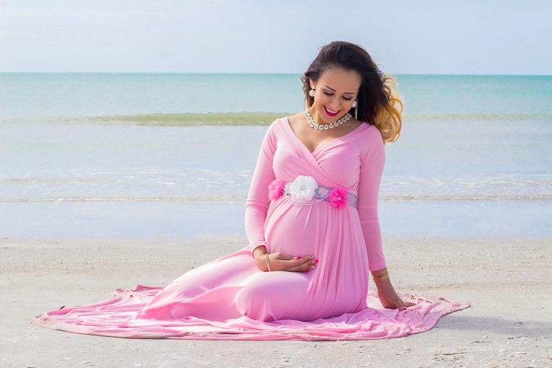 Light Pink Maternity Beach Photoshoot Dress