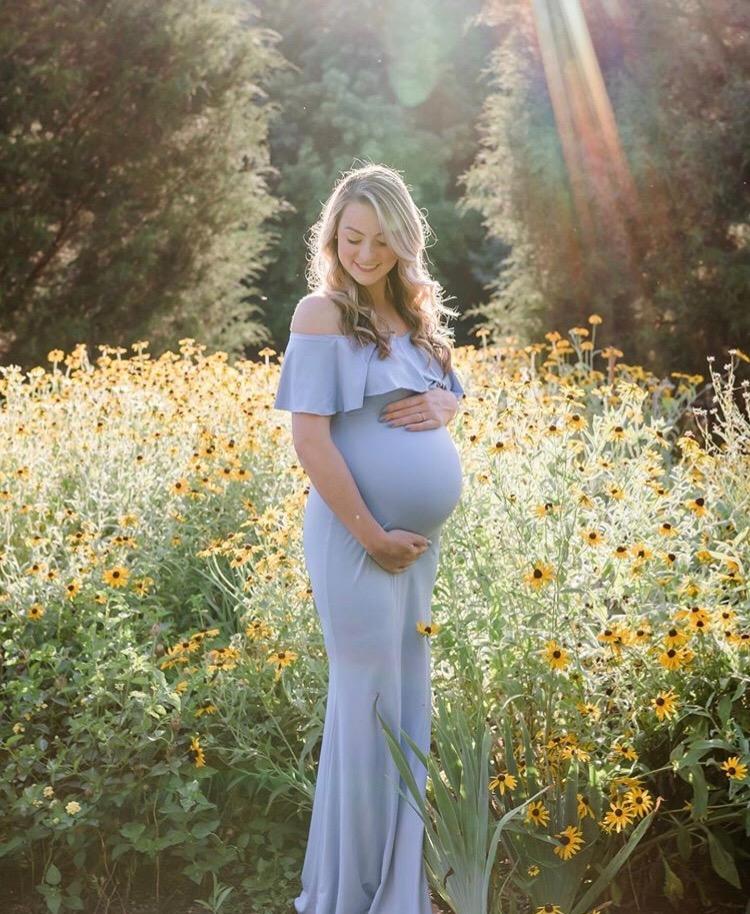 Light Blue and Purple Maternity Photoshoot Dress
