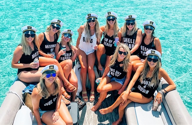 Matching Black Heart Bachelorette Sunglasses for Boat Party Idea