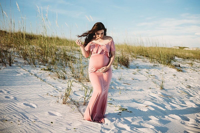 Mauve Light Pink Maternity Photoshoot Dress for Beach Maternity Shoot