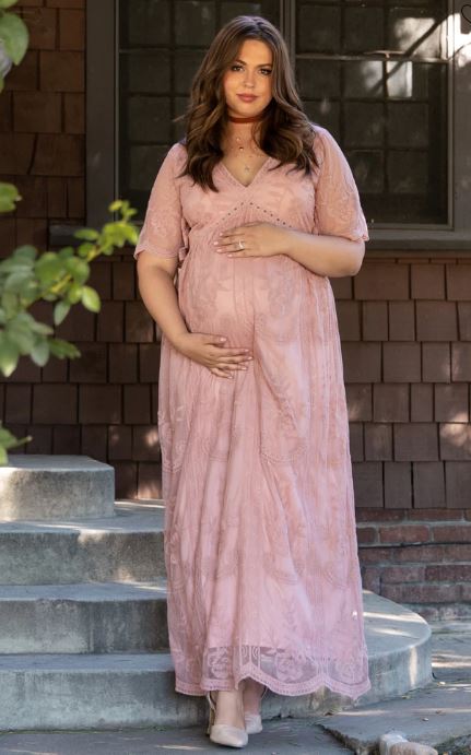 Pink Boho Maternity Dress and Baby Shower Dress