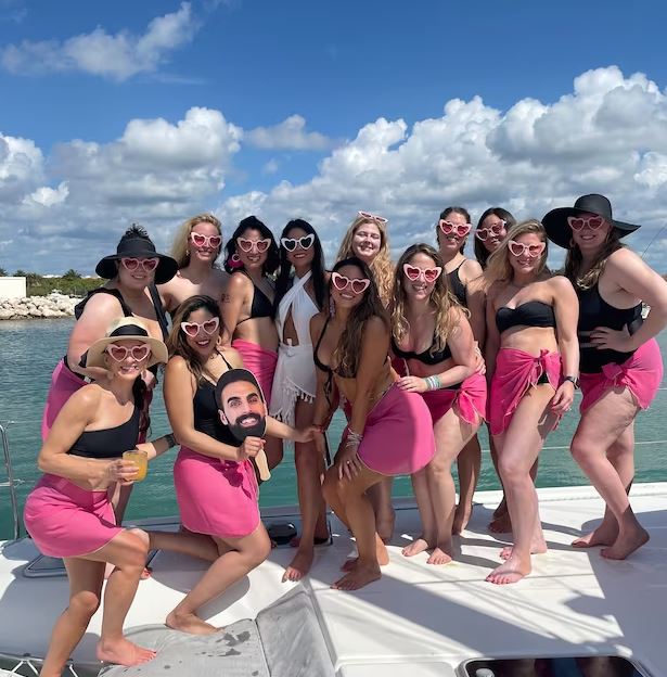 Hot Pink Matching Bachelorette Sarongs with Matching Sunglasses