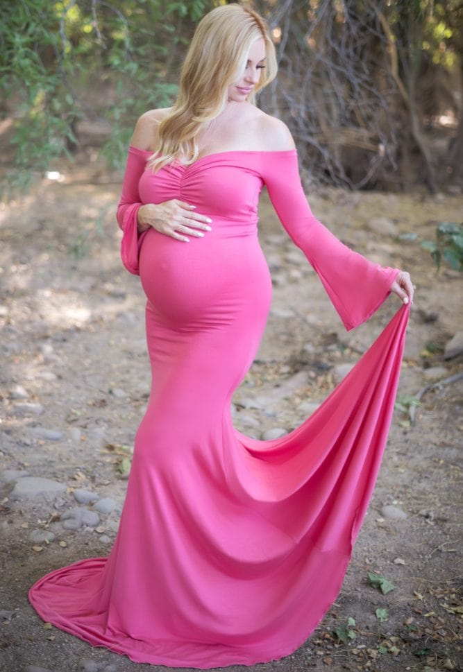 Pink Summer Maternity Photoshoot Dress