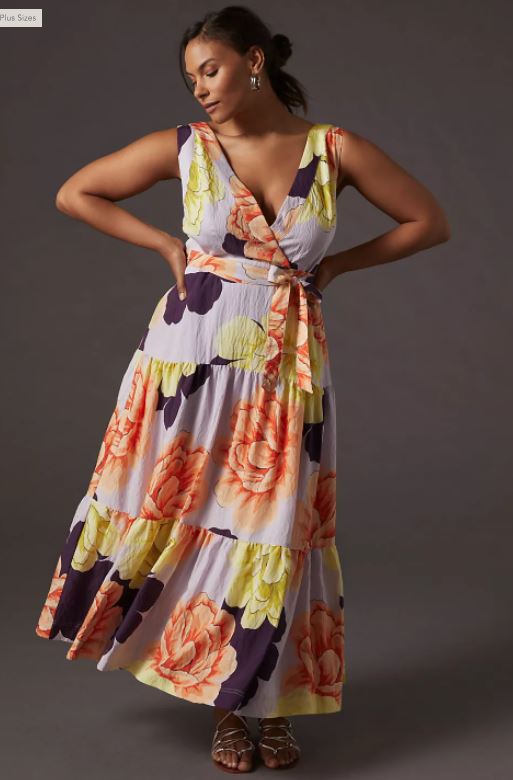 Plus Size Summer Wedding Guest Dress with Tie and Wrap by Maeve on Anthropologie