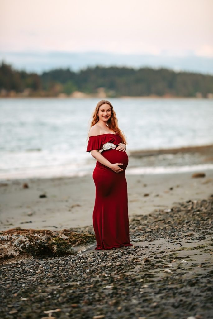 Wine Red Beach Maternity Photoshoot Dress
