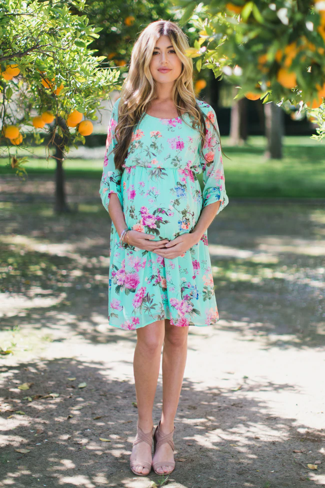 Spring and Summer Floral Maternity Wedding Guest Dress