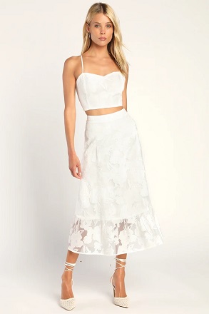 Two Piece White Wedding Shower Dress
