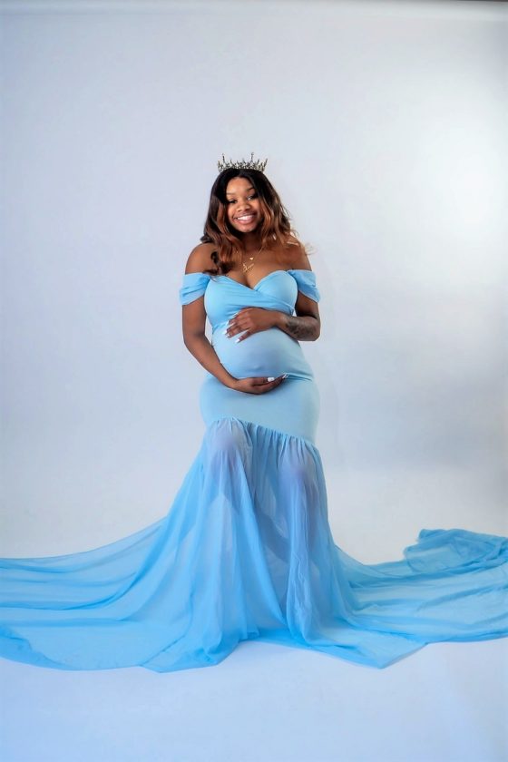 Light Blue Winter Maternity Photoshoot Dress
