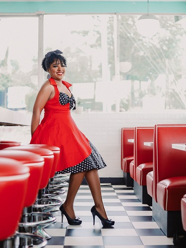 Cute Retro Red Dress with Black and White Polka Dots for Hollywood Studios