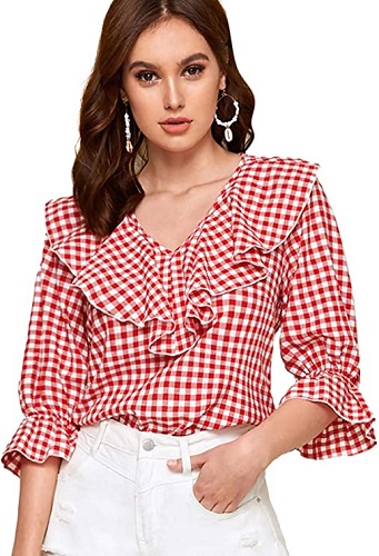 Cute 4th of July Blouse in Red and White
