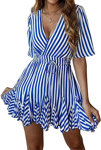Cute 4th of July Dress with Blue and White Stripes