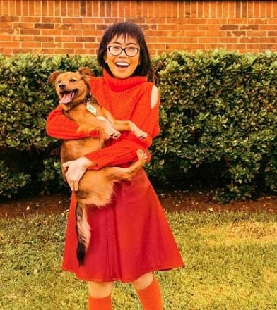Cute Dog and Owner Costume Velma and Scooby Doo