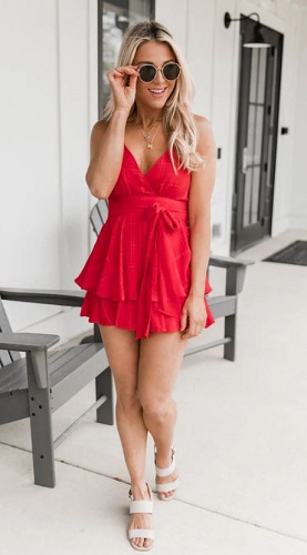 Cute Red Romper Dress for 4th of July