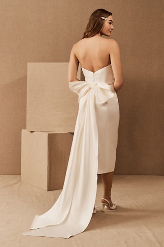 Midi Wedding Dress with Large Bow on Back