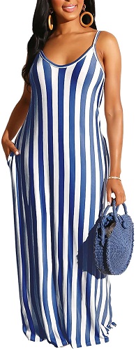 Plus Size 4th of July Dress with Blue Stripes