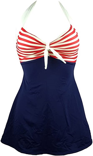 Plus Size 4th of July Swimsuit by COCOSHIP on Amazon Sailor Swimdress