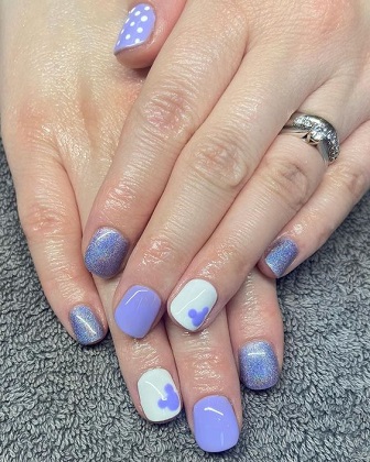 Purple and White Disney Nails