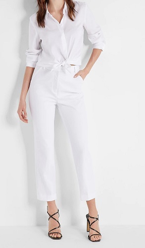 White Capris Outfit with White Blouse