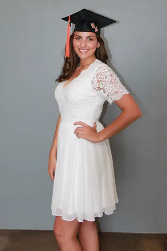 Short White Graduation Dress for College