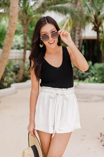 White Shorts Outfit with Tank Top