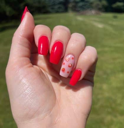 Fun Back to School Fruit Nails in Red with Cherries