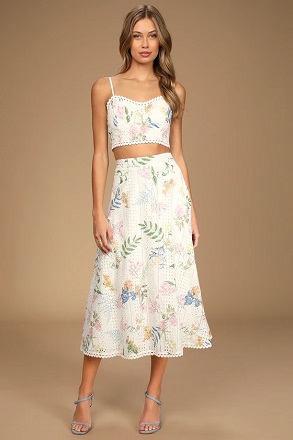 Cute Two Piece Floral Honeymoon Outfit
