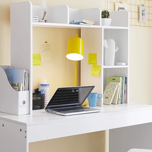 Cute White Bookshelf for Dorm Room Desk