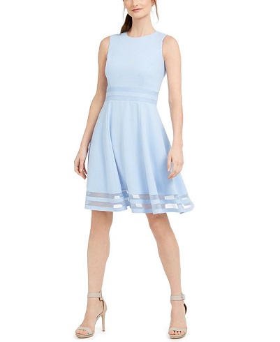 Flattering A-Line Light Blue Dress for Work