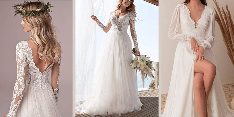 long sleeve lace wedding dresses under $500
